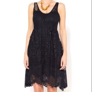 Free People Sleeveless Lace Dress Black Gold Sparkle Size 0 (J)